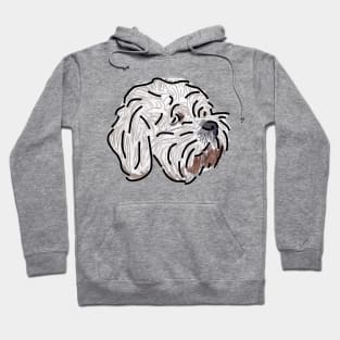 Bichon Frise Mix Dog Portrait Pink Hoodie